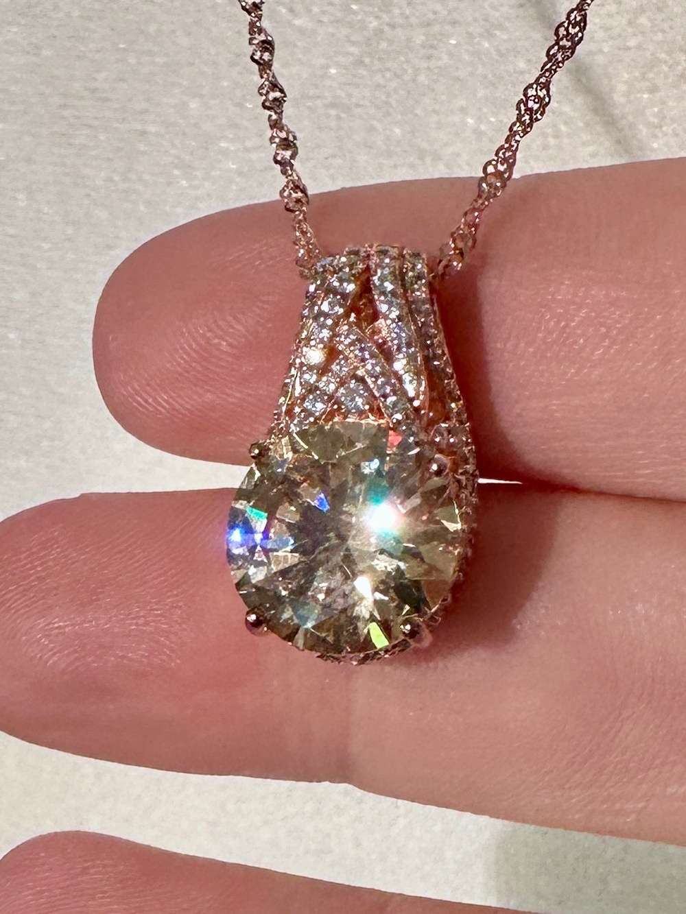 Vanna K Signed 925 Sterling with Rose Gold Flash Plating & Champagne & Clear CZs
